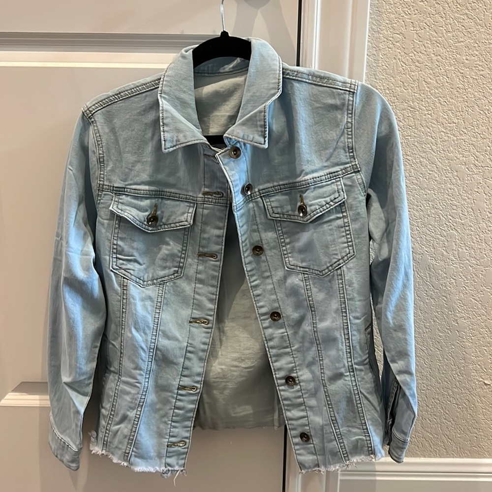Light blue denim shirt jacket